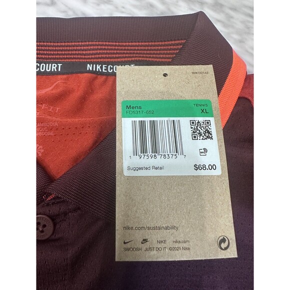 Nike Court Advantage Dri-FIT Tennis Polo Black White Men's XL FD5317 652 - Picture 5 of 8